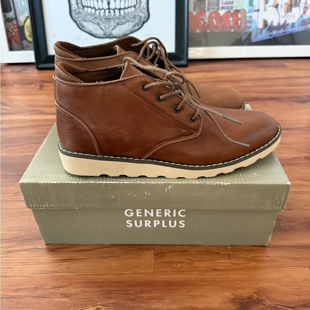 Men's Brown Leather Lace-Up Boots